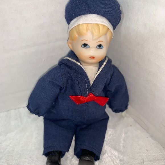 Russ Berrie Porcelain Sailor Boy Doll 5” Tall